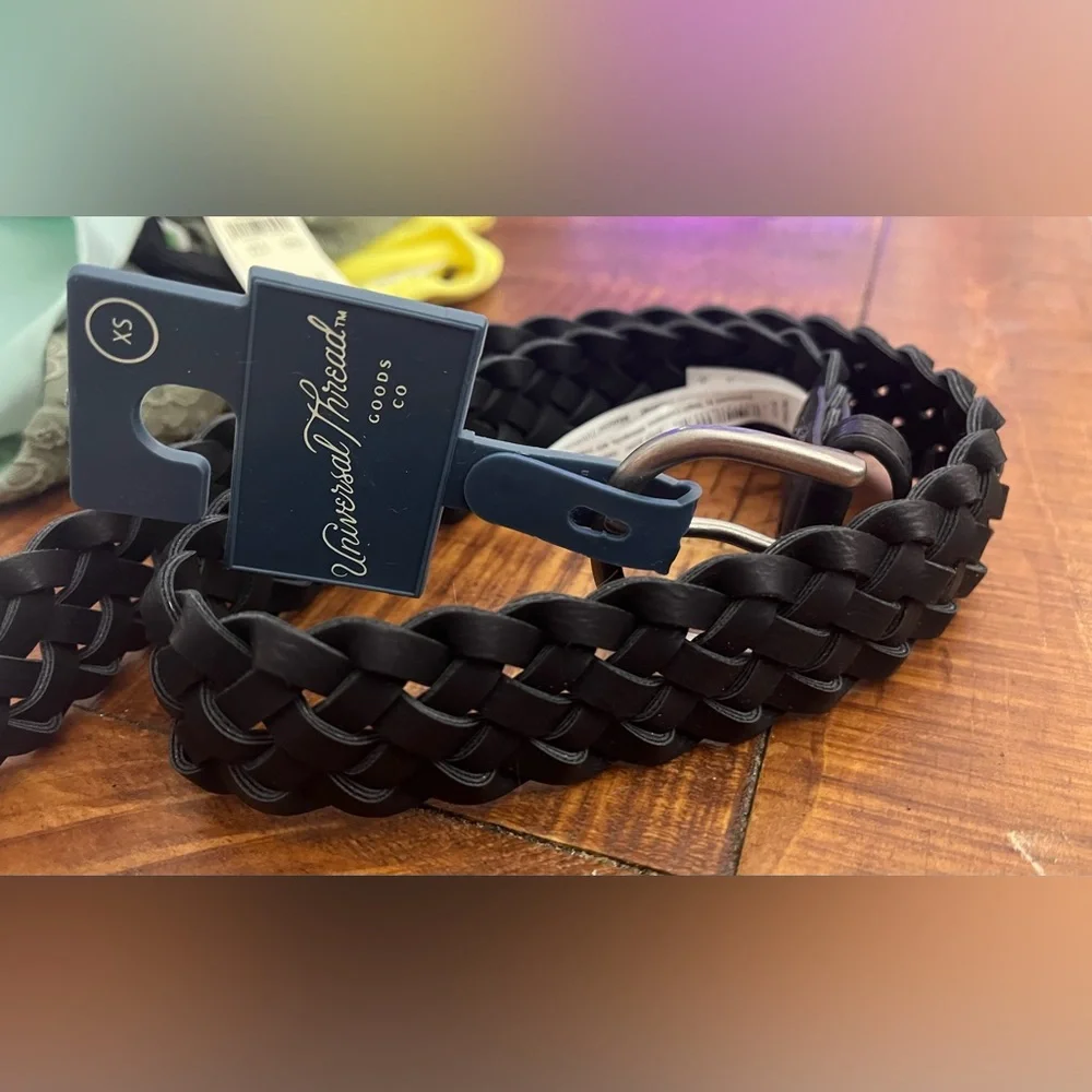 NWT Universal Thread Woven Braided Belt in Black - Size XS